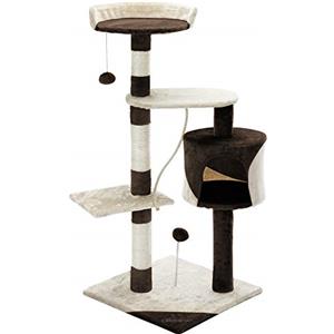 Deuba CADOCA Albero Tiragraffi 112 cm 3 Piattaforme 1 Cuccia per Gatti 2 Palline 1 Corda da Gioco Affila Unghie Gatto
