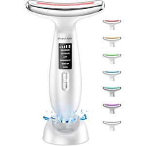 shisoutek Massaggiatore Viso Lifting Elettrico Antirughe: Dispositivo di Bellezza a 5℃ del Freddo e 45℃ Terapia del Caldo - Face Massager con 6 Modi 4 LED - EMS Lifting Gua Sha Massaggio Rassodante Collo Viso
