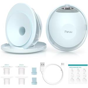 Paruu P20 Tiralatte Elettrico Indossabile, 4 Modalità e 12 Livelli con Flangia a Doppia Tenuta da 19/21/24 mm, Tiralatte Portatile, Design Visivo del Tempo e Volume del Latte (2, Verde chiaro)