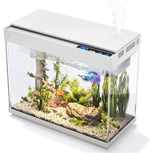 Vehipa Vasca Acquarioi - Acquario 9L con Umidificatore Intelligente, Sistemi Autocircolanti 3 in 1, Display della Temperatura, Illuminazione a 7 Colori