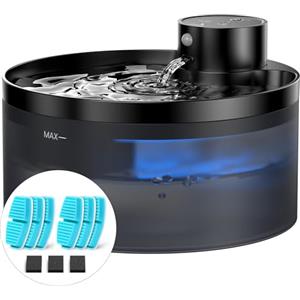 GIOTOHUN Fontanella per Gatti senza Fili: con 6 Filtris+ 3 Spugnes - 3.2 L Fontana per Gatti - Fontanella Gatto con Sensore di Movimento - 4200 mAh Batteria - Funzionamento Silenzioso - senza BPA