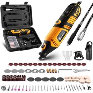 DEKOPRO Multiutensile Rotativo 126 pezzi: DEKOPRO 35000 PRM Mini Trapano Elettrico per legno/metallo, set di macchine per trapano elettriche con albero flessibile per rettifica, incisione, lucidatura, pulizia