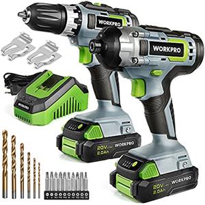 WORKPRO Trapano Avvitatore a Batteria 20V, 2 Velocità, 130Nm, a Impulsi, 2 X 2,0Ah Batterie, Caricatore Rapido, 21 Accessori