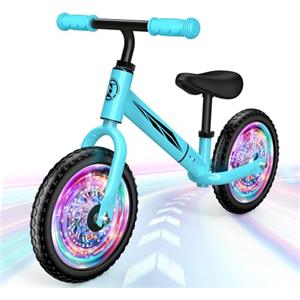 Dromlag Bicicletta Senza Pedali per Bambini 2-5 Anni, Cavalletto di Equilibrio Regolabile con Ruote LED, Portata 50 kg, Colore Blu - Regalo Perfetto per Bambini, Giocattolo Sicuro, Regalo Natale