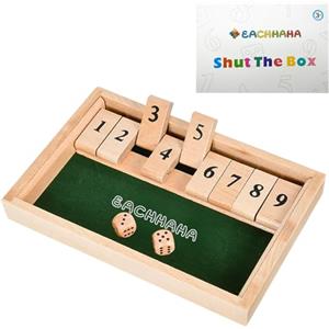 EACHHAHA Shut The Box - Classico gioco da tavolo in legno, gioco di dadi, giocattolo da viaggio, adatto per l'allenamento di logica matematica per bambini