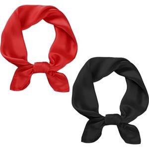 BSBUY 2PZ Donna Foulard Quadrato, Foulard Simil Seta Donna, Donna Piccolo Foulard Quadrato, Vintage Tinta Unita Donna Foulard, Elegante Sciarpa Donna, Donna Wristband Decorazione Copricapo, 70 * 70cm