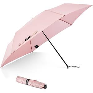 G4Free Ombrello compatto e ombrello da viaggio, 115 g, ultra leggero, ultra piccolo, UPF 50+, mini ombrellone UV a coste in fibra di carbonio, rosa chiaro, 43 Inch