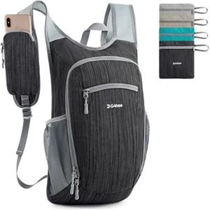 G4Free Zaino pieghevole da 15 l, piccolo zaino da escursionismo, leggero, pieghevole, borsa a tracolla da viaggio casual all'aperto, Nero, 15L