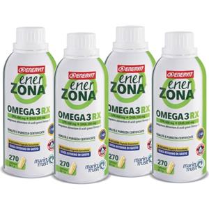 Enervit, Enerzona Omega 3 RX 270 x4 Capsule da 1g Senza Ritorno di Gusto, Integratore Omega 3 IFOS, Acidi Grassi per Cuore Vista Cervello, Olio di Pesce Omega3 1000mg Capsule, Fish Oil Senza Glutine
