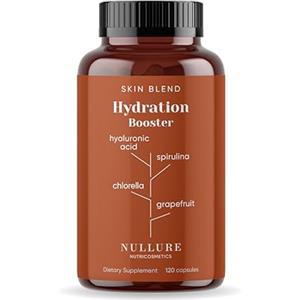 Nullure Acido Ialuronico Puro | Integratore Idratante Naturale | Acido Ialuronico + Spirulina + Clorella + Vitamina B3 + Ravanello nero + Pompelmo | Prevenzione Antirughe | 120 capsule (2 mesi)