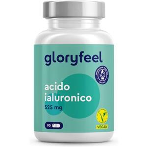 Gloryfeel Acido Ialuronico Integratore, Puro 525mg ad Alto Dosaggio, per Pelle, Articolazioni e Ossa, con 500-700 kDa per Capsula, 90 Capsule Vegan per 3 Mesi di Cura