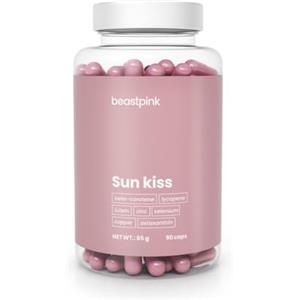 BeastPink GymBeam Sun Kiss - Integratore di Bellezza con Zinco - Supporto per Abbronzatura Sana, Licopene e Minerali Essenziali - Antiossidante per Capelli, Unghie e Pelle - 90 cps