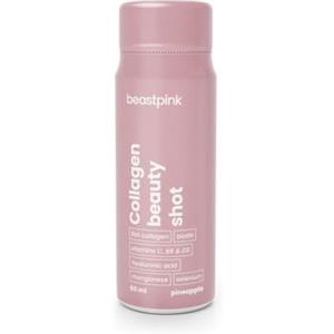 BeastPink Collagene Marino Beauty Shot - Shot al Collagene per Pelle Sana, Ossa Forti e Salute Generale con Acido Ialuronico, Vitamine D e C (60 ml (1er pack), Ananas)