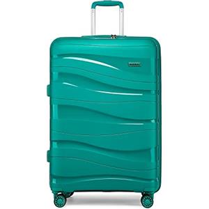 KONO Valigia Trolley da 56cm Rigida e Leggero Polipropilene Valigie con TSA Lucchetto e 4 Ruote (Verde)