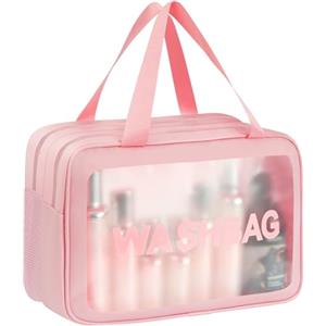 Aucuu Borse Da Toilette Trasparente, Beauty Case Trasparente, PVC Trousse da Viaggio Impermeabile, Borsa Cosmetici da Viaggio, Cosmetici Trucco Portatile per Bagno, Piscina, Aereo
