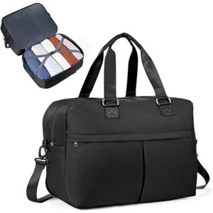 SEAFEW Borsone da Viaggio Grand,Bagaglio a Mano 45x36x20 Easyjet Borsa da Viaggio Espandibile, Borsa da Cabina per Easyjet 45x36x20 Borsa Sportiva Borsone da Palestra Borsa da Weekend,K2-Nero