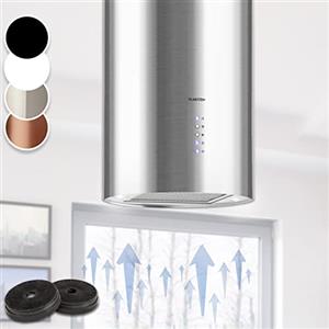 Klarstein Cappa Aspirante, con Timer e Flusso d'Aria di 650m³/h, Sospesa per Isola Cucina con 3 Modalità e Design Candelabro, Altezza Regolabile e Filtri Carboni Attivi