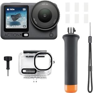 DJI Osmo Action 6 Combo Apnea/Snorkeling, action cam ideale per subacquei con capacità impermeabile fino a 20 m, manometro per la pressione dell'acqua, fotocamera 4K perfetta per sport subacquei