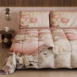 PETTI Artigiani Italiani - Trapunta Invernale, Piumone Matrimoniale Double Face Tinta Unita e Stampa Digitale, Shabby 04 343, 100% Microfibra, Made in Italy