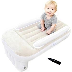 BUERPINKING Letto Gonfiabile Avec balustrades, Riduttore Lettino Doux, Respirant et Portable, Riduttore Lettino Neonato Dell'aereo Del Bambino per aereo, auto, treno, lettino da via