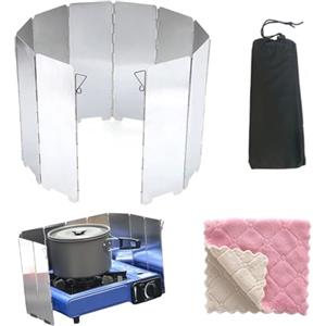 Butyeak 10 Piastre Protezione dal Vento, Fornello a Gas da Campeggio, Protezione dal Vento, Accessorio da Campeggio, Pieghevole, per Campeggio, Fornello a Gas