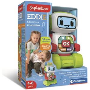 CLEMENTONI Eddie Robot Educativo Interattivo - Robot Parlante con Schermo LCD, Impara Lettere, Numeri, Emozioni e Musica per Bambini 4-6 Anni