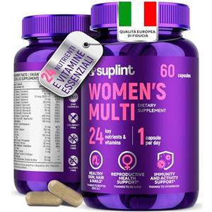 SUPLINT Multivitaminico Completo Donna Alta Potenza - Complesso A-Z con Vitamina B6, Ferro, Zinco & Vitex - 60 Capsule - Integratore Multivitaminico Premium con Multivitamine e Minerali