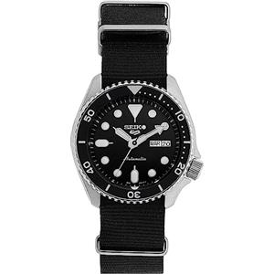 Seiko 5 Sports Orologio Analogico Automatico Uomo con Cinturino in Tessuto SRPD55K3, Nero, 5K3