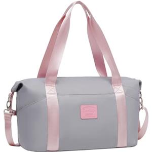 COOLIFE Bagaglio a Mano 40x30x20 Ryanair, Borsone da Viaggio, Borsa da Viaggio Donna, Ideale per Viaggi di Fine Settimana e Viaggi d'affari, 20L, Grigio/Rosa