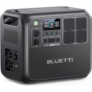 BLUETTI AC200L Centrale Elettrica Portatile, Batteria di Backup LiFePO4 da 2048Wh, Espandibile Fino a 8192Wh con 4 Prese CA da 2400W (Power Lifting 3600W), RV 30 A, Generatore Solare per Emeigencia