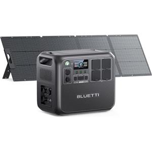 BLUETTI Centrale Elettrica Portatile AC200L con Pannello Solare da 200W, Batteria di Riserva LiFePO4 da 2048Wh con 4 Prese CA da 2400W (Power Lifting 3600W), Generatore Solare per Campeggio, Emergenza