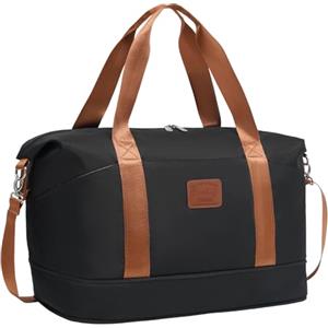 COOLIFE Bagaglio a Mano Easyjet 45x36x20, Borsone da Viaggio, Borsa da Viaggio Donna, Ideale per Viaggi di Fine Settimana e Viaggi d'affari, 25L, Nero