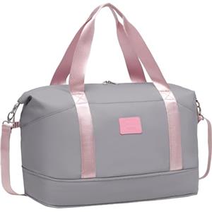 COOLIFE Bagaglio a Mano Easyjet 45x36x20, Borsone da Viaggio, Borsa da Viaggio Donna, Ideale per Viaggi di Fine Settimana e Viaggi d'affari, 25L, Grigio/Rosa