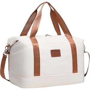COOLIFE Bagaglio a Mano Easyjet 45x36x20, Borsone da Viaggio, Borsa da Viaggio Donna, Ideale per Viaggi di Fine Settimana e Viaggi d'affari, 25L, Bianco