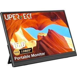 UPERFECT 15,6 Pollici Monitor Portatile con Schermo IPS Full HD 1200:1 1920 x 1080 Supporto Integrato Mini HDMI USB C per Laptop PC Smartphone Console di Gioco, Secondo Display Compatibile con VESA