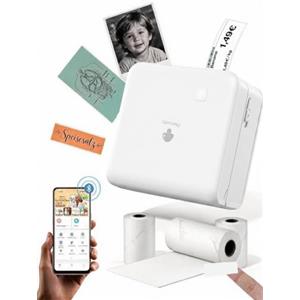 Phomemo M02 Pro Mini Stampante, 300 DPI Stampante Fotografica Portatile | 15/25/53mm Stampante Etichette Adesive Stampante Fotografica con 3 Rotoli per Appunti e Schemi di Studio, Apprendimento