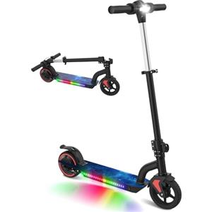 E-RIDES Monopattino Elettrico per Bambini 8-14 Anni, Motore 150W, 3 Velocità (8/12/16 km/h), Autonomia 15km, Altezza Regolabile, Pieghevole, Display LED, Doppia Freno (Nero)