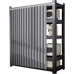Aocet Tenda per Scaffale, Tenda per Cabina Armadio, Tende Antipolvere per Scarpiera Libreria e Armadietti - Pieghevole, Proteggere la Privacy, Personalizzabile(Gray,Cabinet W80xH120cm)