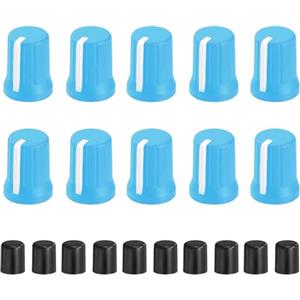 QUARKZMAN 10Pz Manopole Potenziometro D-Shaft Azzurro Chiaro Bianco | Sostituzione Gomma Manopola Controllo Potenziometro Sostituzione Tappo Asta Spinta, Per DJ Controller Mixer Console