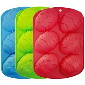 TheStriven 3 Pezzi Stampo 3D per Uova di Pasqua Stampo in Silicone Antiaderente a Forma di Uovo di Pasqua Stampi per Uova di Pasqua in Silicone per Sapone Stampi per Torte Fai Da Te al Cioccolato, Pasticceria