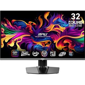 MSI MPG 321URX QD-OLED 31,5" 4K UHD Gaming Monitor - Pannello OLED Quantum Dot 3840 x 2160, 240Hz / 0,03ms, 99% DCI-P3, ΔE≤2, DisplayHDR True Black 400, KVM, RGB - DP 1.4a, HDMI 2.1, USB Type-C