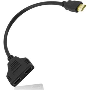 LEMLIN Adattatore Splitter HDMI 1 a 2 Vie, 1080P, Cavo Maschio a Doppia Presa Femmina, 32 cm, per HDTV Monitor LCD