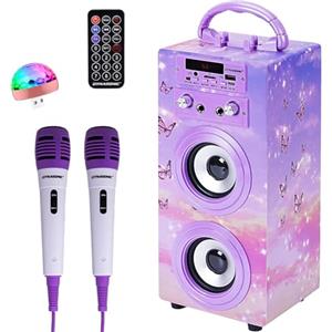 DYNASONIC Microfono Karaoke, Regalo per Bambini, Giocattolo per Bambini e Ragazzi, Regali Bambini, Giocattoli per Bambino e Bambina con Microfono Modello (025-18 LIGHTS)