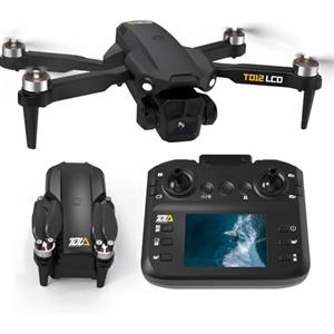 Toladrone Pieghevole Drone con Telecamera 4K, Droni con Trasmissione su Schermo LCD, modalità Headless, Regolazione Elettrica a 90°, Quadricottero RC per Adulti, TD12LCD Drone per Principianti