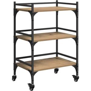 vidaXL Carrello da Cucina Rovere Artigianale 50 x 35 x 75.5 cm, Carrello da Cucina Resistente, Carrello Industriale, Legno, salvaspazio, Organizer per Sala da Pranzo