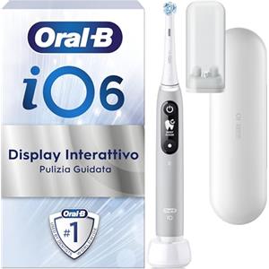 Oral-B Spazzolino Elettrico Ricaricabile iO 6 Grigio, 2 Testine Di Ricambio, 1 Custodia Da Viaggio. 1 Spazzolino