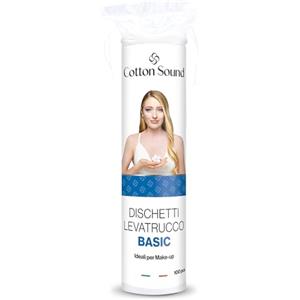 COTTON SOUND BASIC Dischetti Struccanti 100 Pezzi, Dischetti 100% Cotone, Adatti a Tutti i Tipi di Pelle, Ideali per la Rimozione del Trucco, Made in Italy