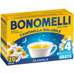 Bonomelli Camomilla Solubile Classica 20 Bustine - Estratto da Fiori Selezionati per Calma e Relax (100g)