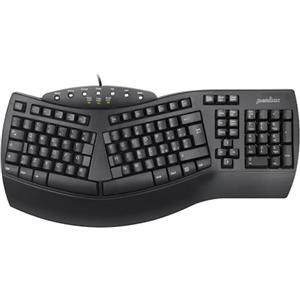 Perixx PERIBOARD-512 Tastiera Split Ergonomica Cablata USB, Design Suddiviso, con 7 Tasti Multimediali e Poggiapolsi Incorporato, QWERTY Italiana, Nera