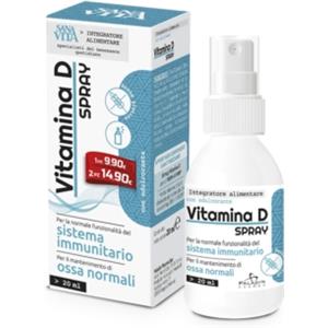 Paladin Pharma Sanavita Vitamina D Spray 20 ml - Integratore per sistema immunitario e ossa, senza glutine e zuccheri, gusto arancia
